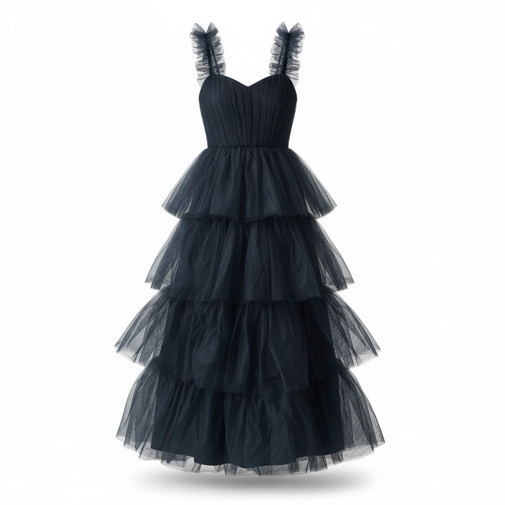 Lulu's Black Layered Mesh Dress
